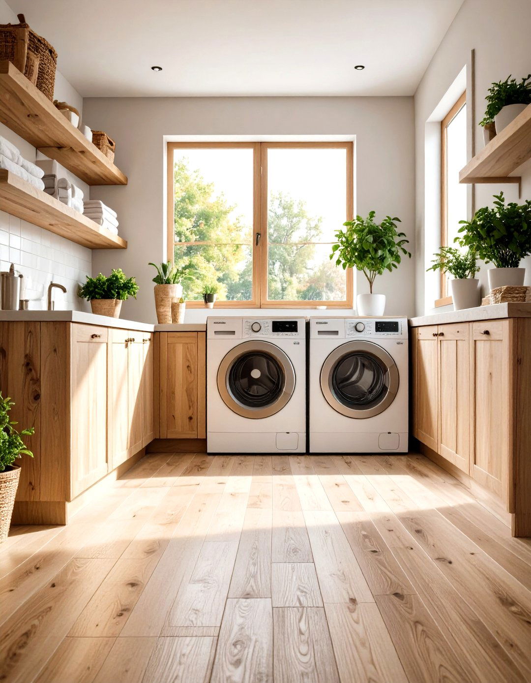 Wood Look Laundry Room Tile Design - 20 Laundry Room Tile Ideas