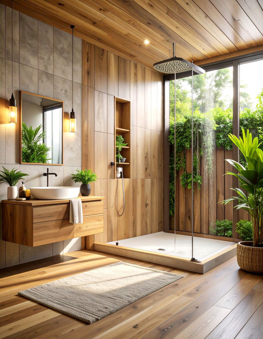 Wood Look Porcelain Tiles - 20 Walk-in Shower Tile Ideas