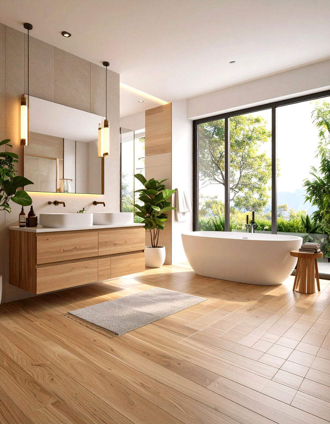 Wood Look Porcelain Tiles - 20 Small Bathroom Flooring Ideas
