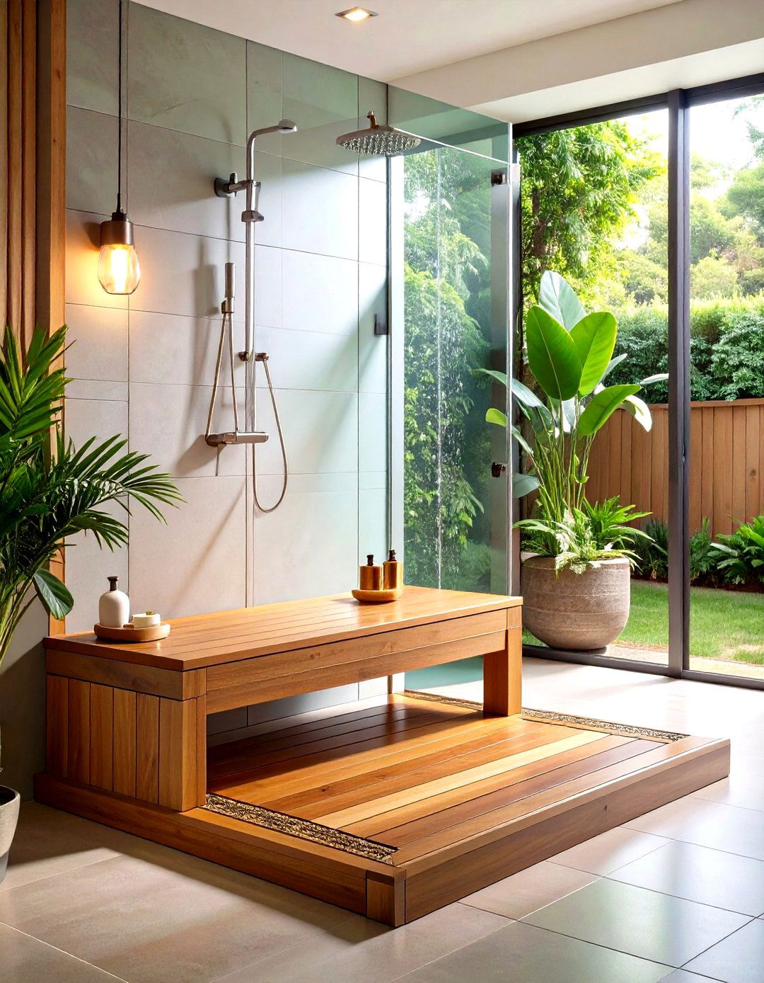 Wood Look Tile Bench - 20 Shower Bench Ideas
