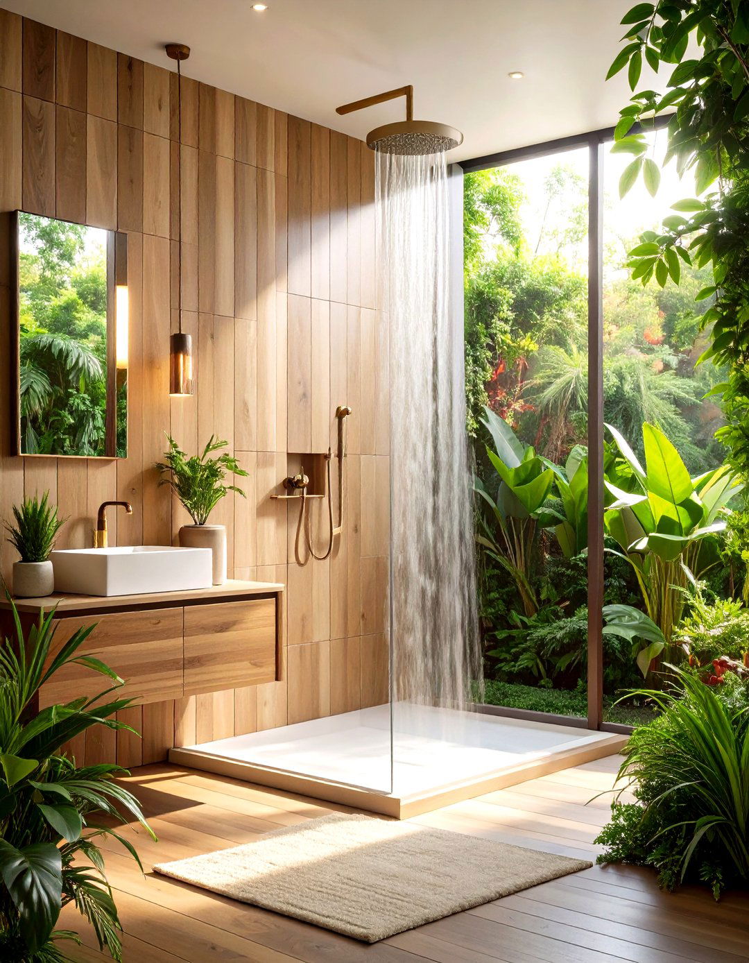 Wood Look Tile Shower Wall Warmth - 20 Shower Wall Ideas