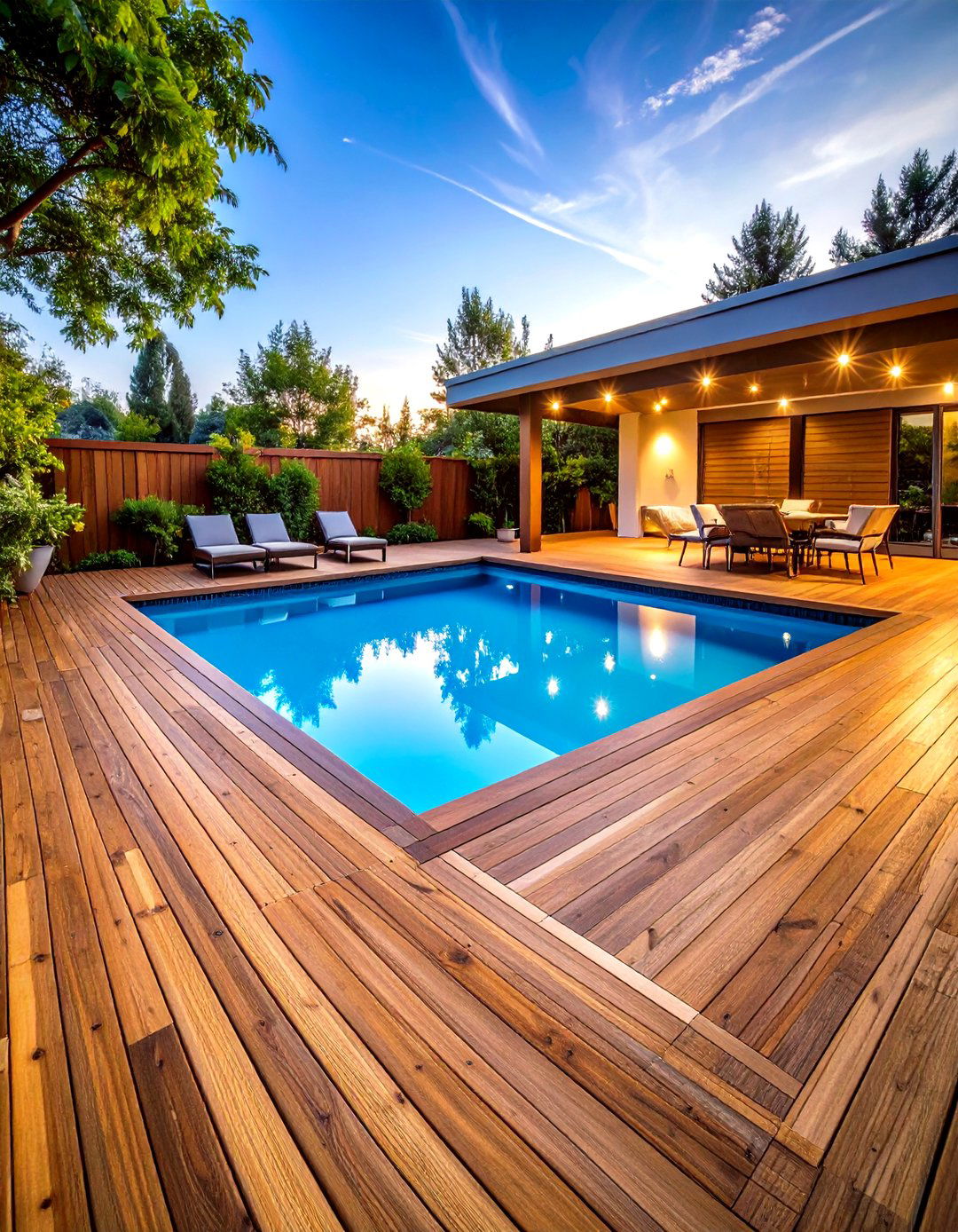 Wood Pool Deck for Aquatic Entertainment - 20 Wood Deck Ideas