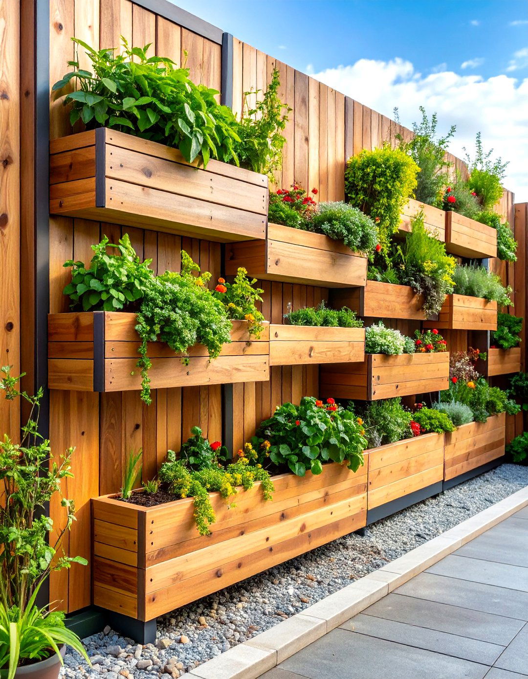 Wood Retaining Wall Planter Box Combination - 20 Wood Retaining Wall Ideas