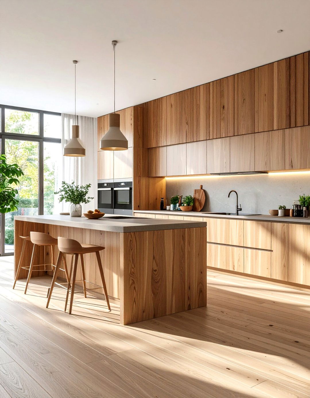 Wood Slat Kitchen Accent Wall with Contemporary Warmth - 20 Kitchen Accent Wall Ideas