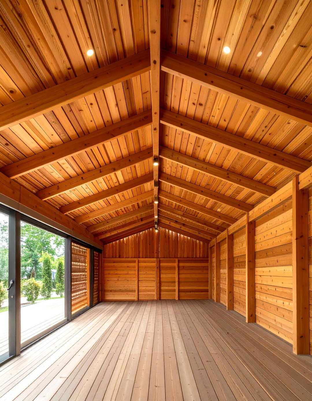 Wood Slat Panels - 20 Shed Ceiling Ideas