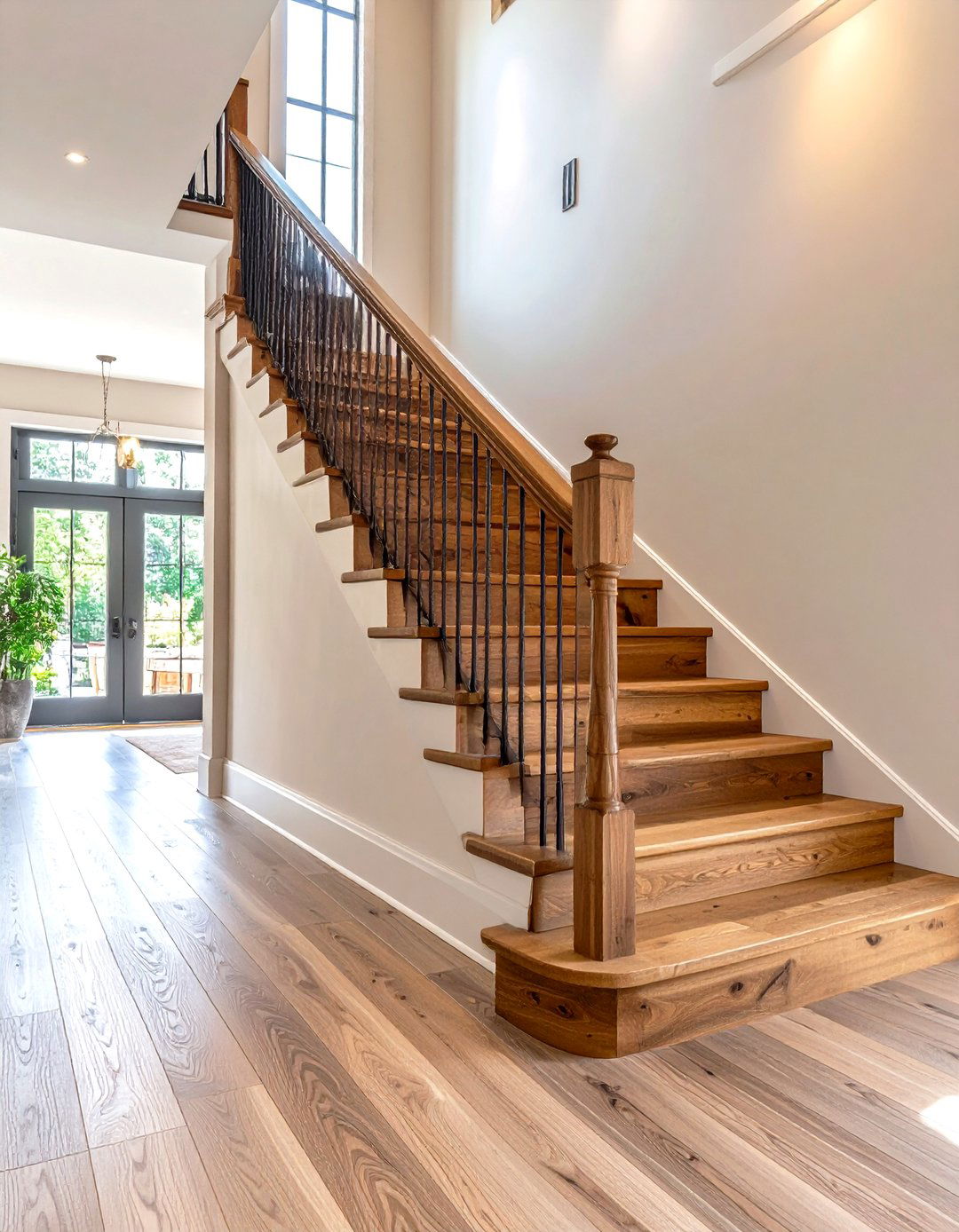 Wood Stair Railing with Mixed Wood Species - 20 Wood Stair Railing Ideas