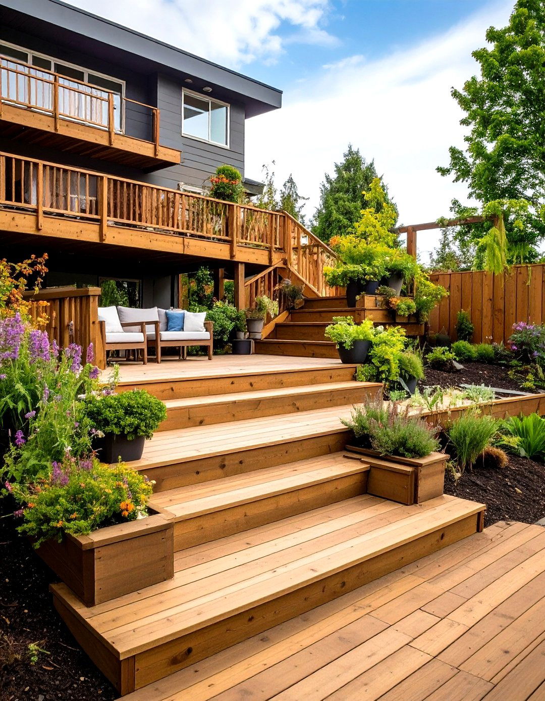 Wood and Composite Decking Zones - 20 Sloping Garden Design Ideas
