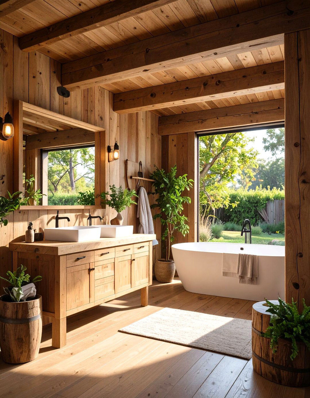 Wood and Log Decor - 20 Rustic Outdoor Bathroom Ideas