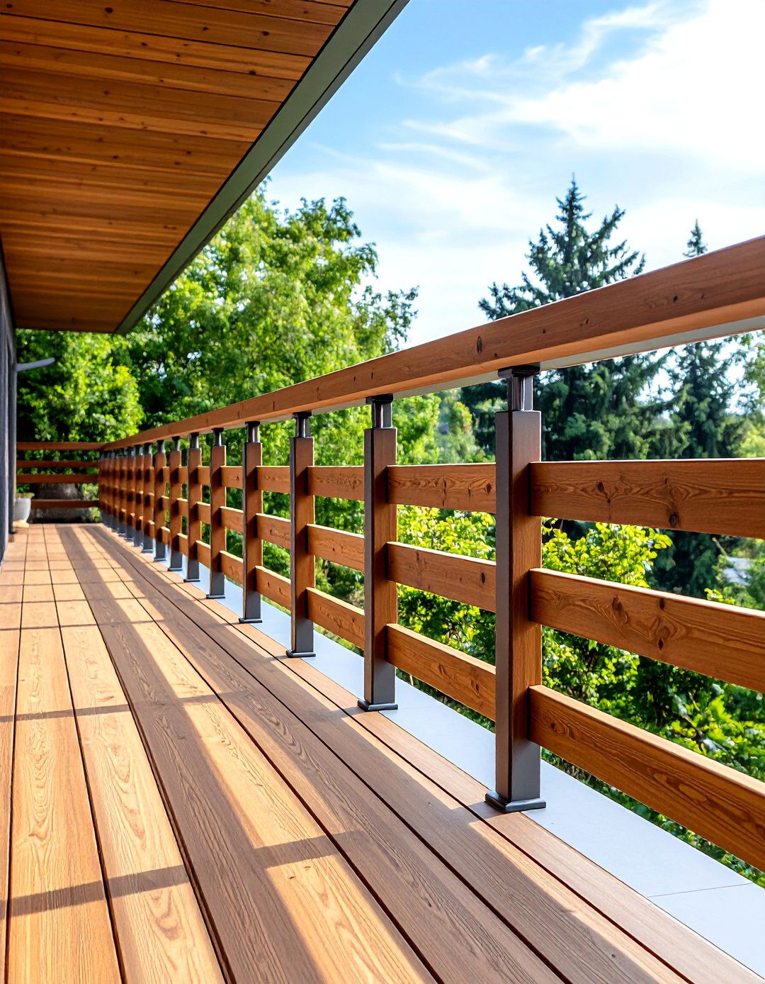 Wood and Metal Combination Balcony Railings - 20 Balcony Railing Design Ideas