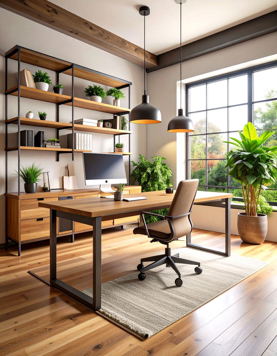 Wood and Metal Combination Home Office Ideas for Him - 20 Home Office Ideas for Him