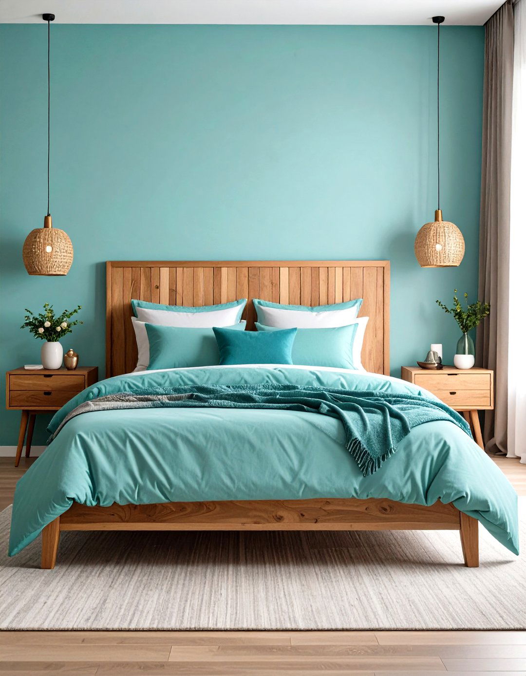 Wood and Turquoise - 20 Turquoise Bedroom Ideas