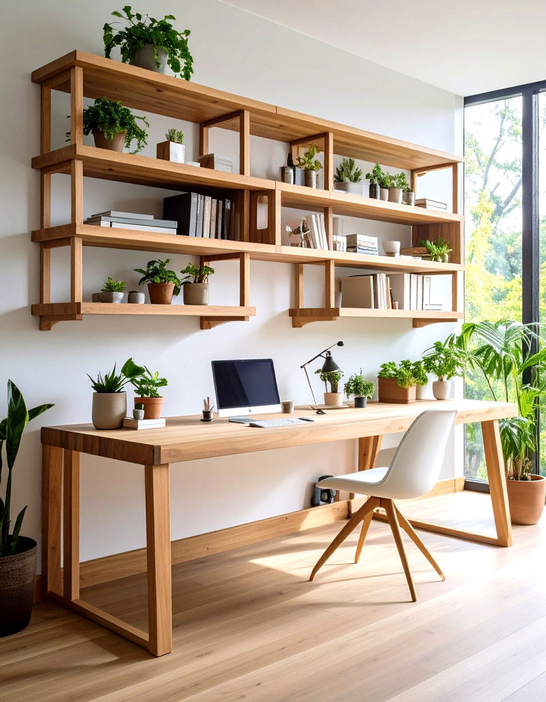 Wooden Built in Floating Shelves - 20 Wooden Interior Design Ideas