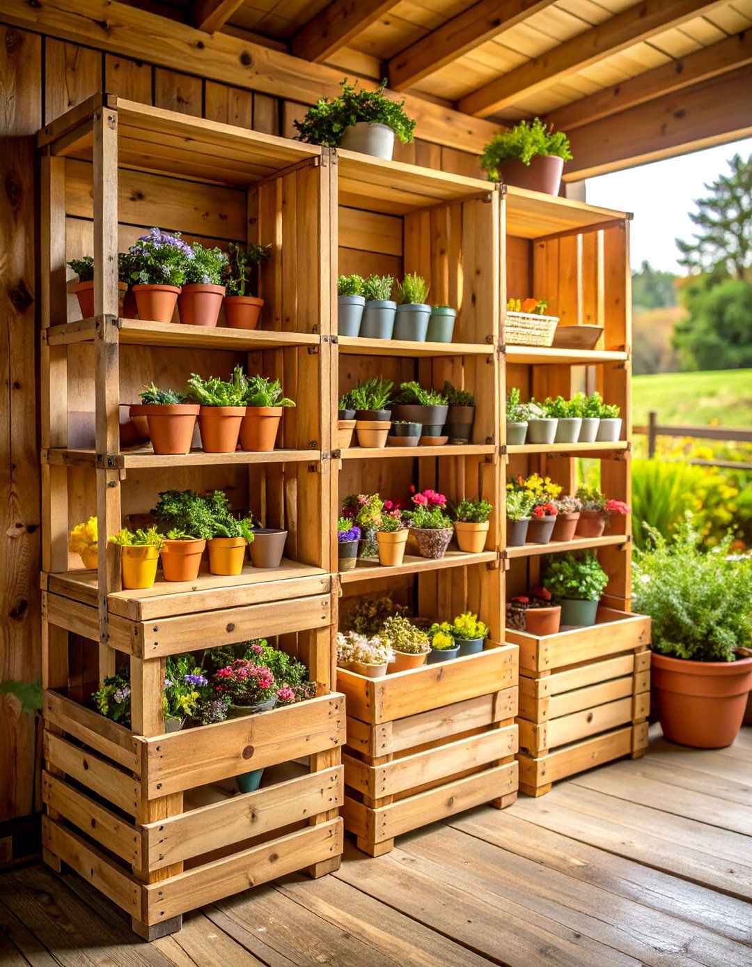 Wooden Crate Stacks - 20 Shed Organization Ideas