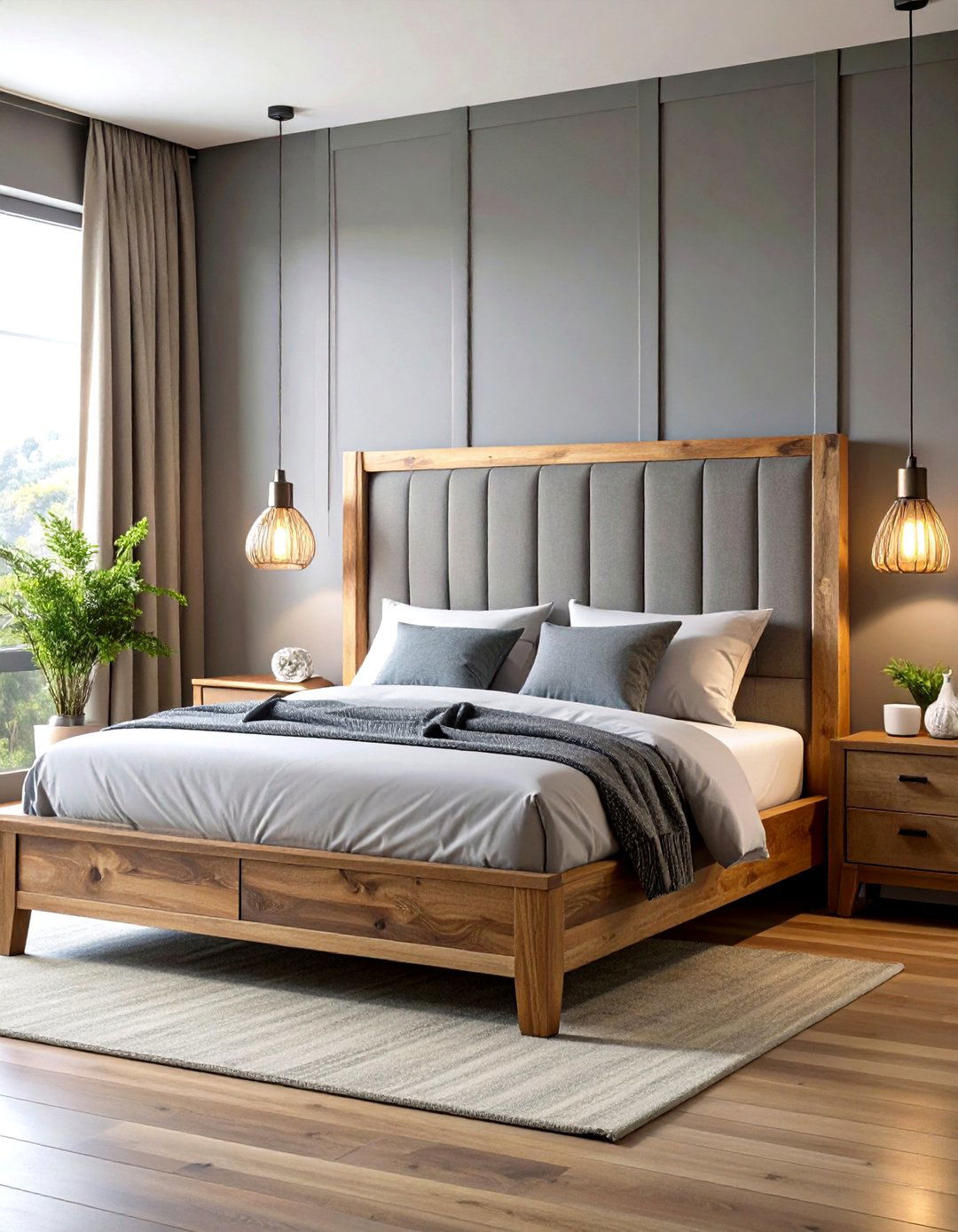 Wooden Frame Grey Headboard - 20 Grey Headboard Bedroom Ideas