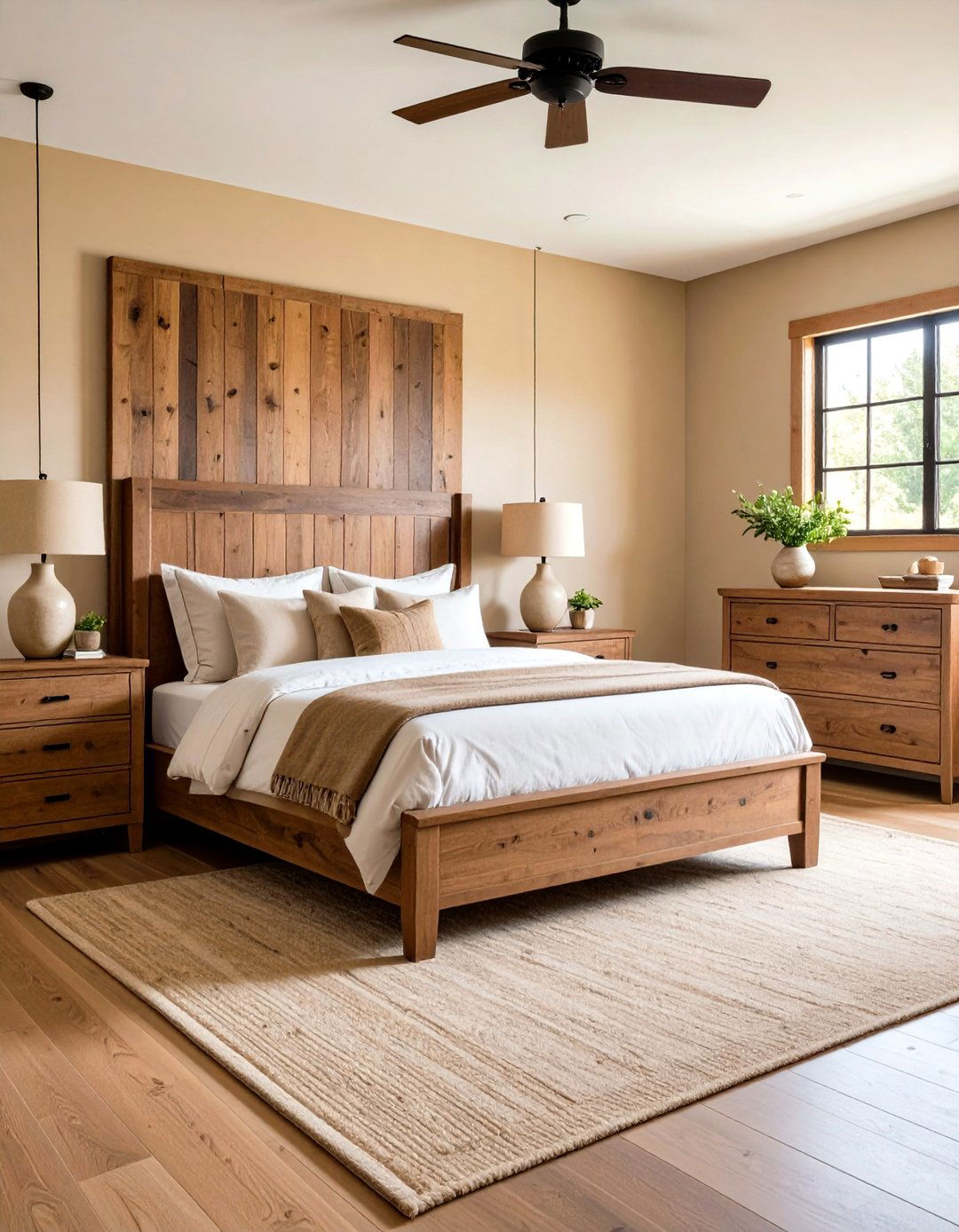 Wooden Furniture Accents - 20 Tan Bedroom Ideas