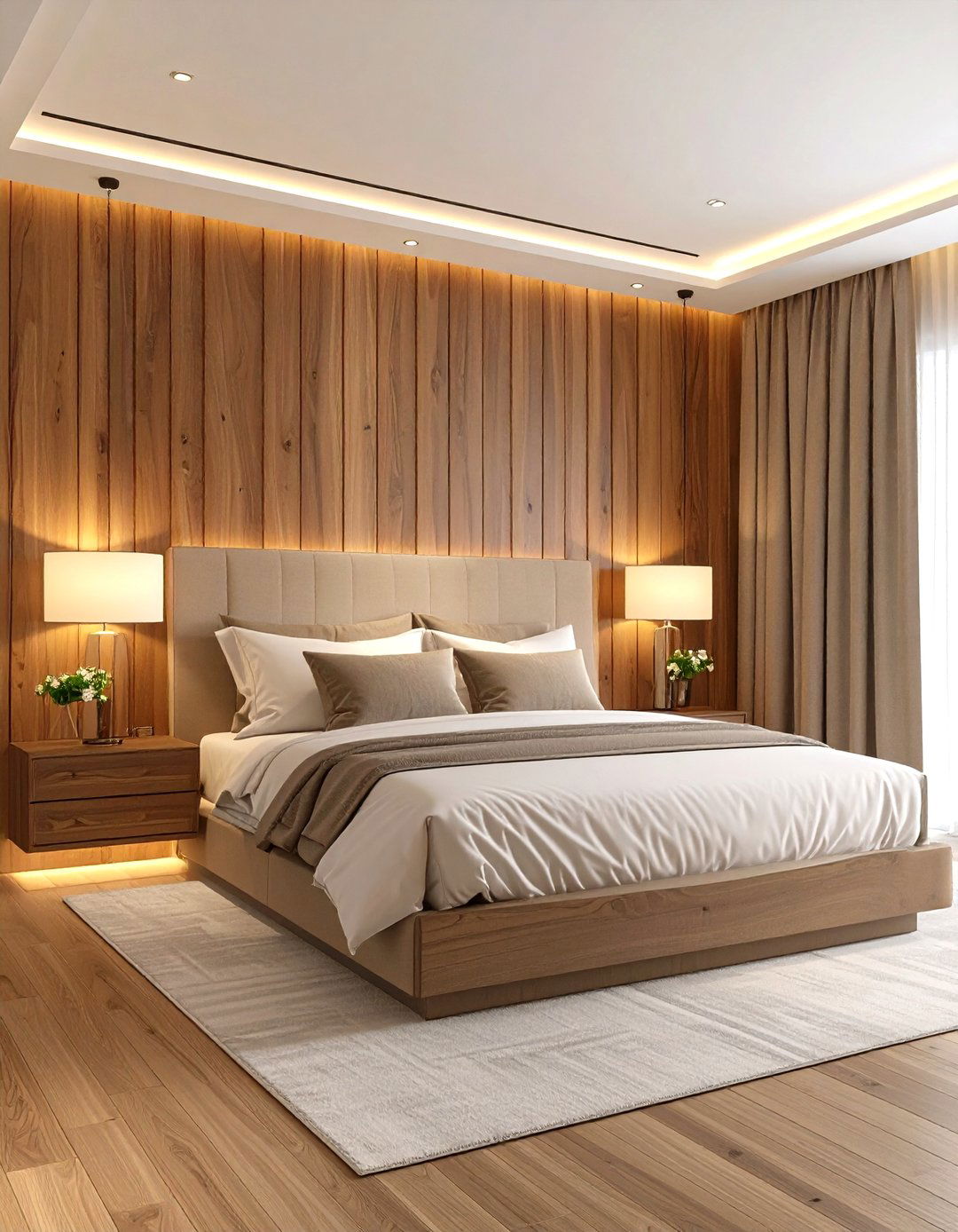 Wooden Headboard Feature Walls - 20 Wooden Interior Design Ideas