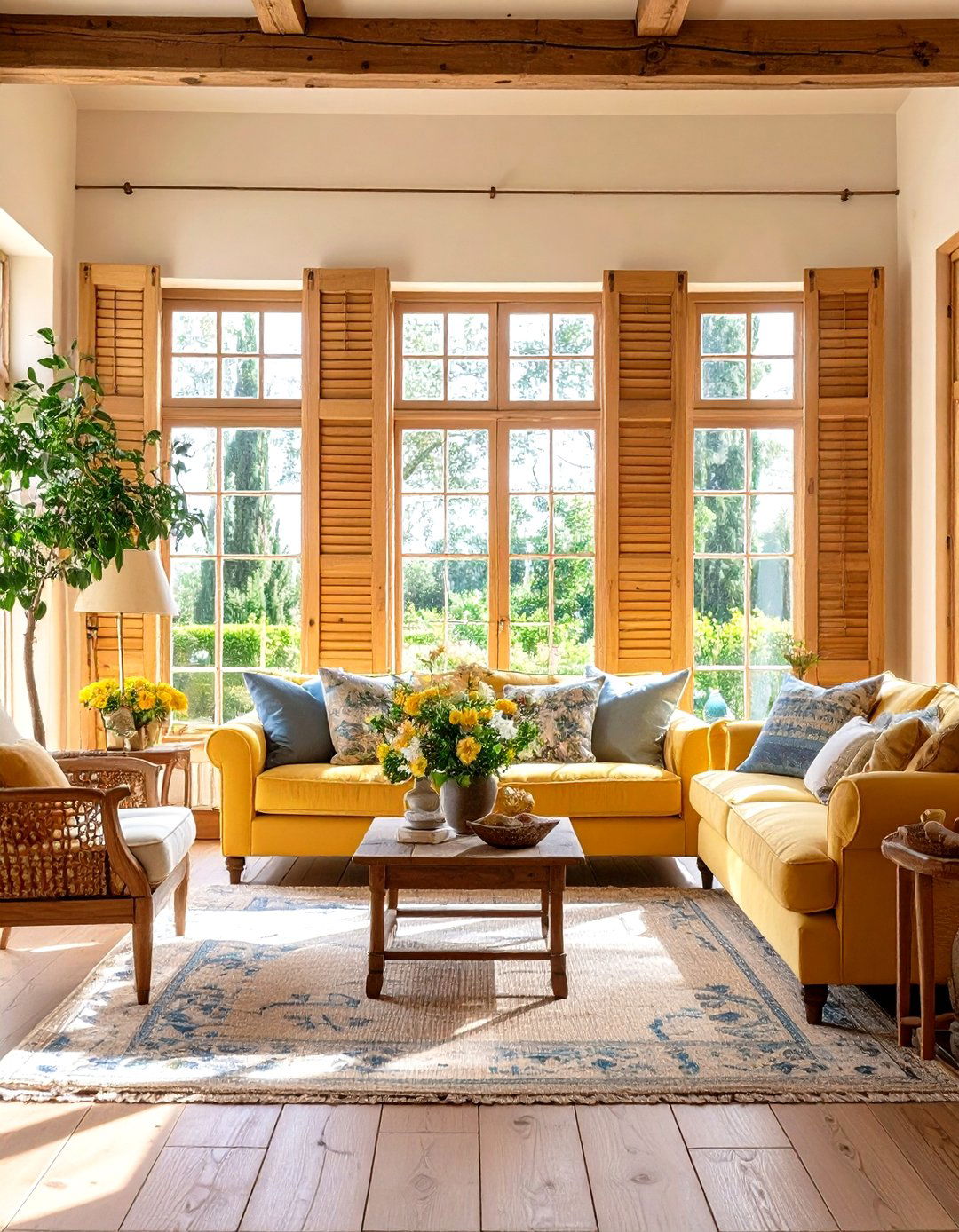 Wooden Shutters and Window Treatments - 20 Tuscan Living Room Ideas