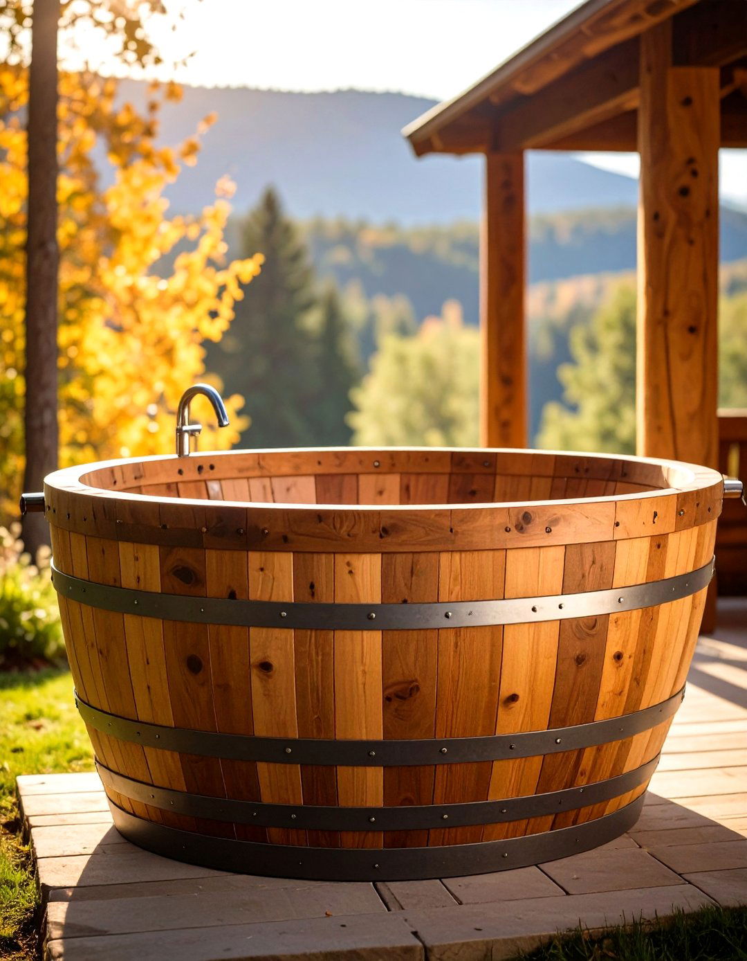 Wooden Stock Tank Outdoor Bathtub for Natural Beauty - 20 Outdoor Bathtub Ideas