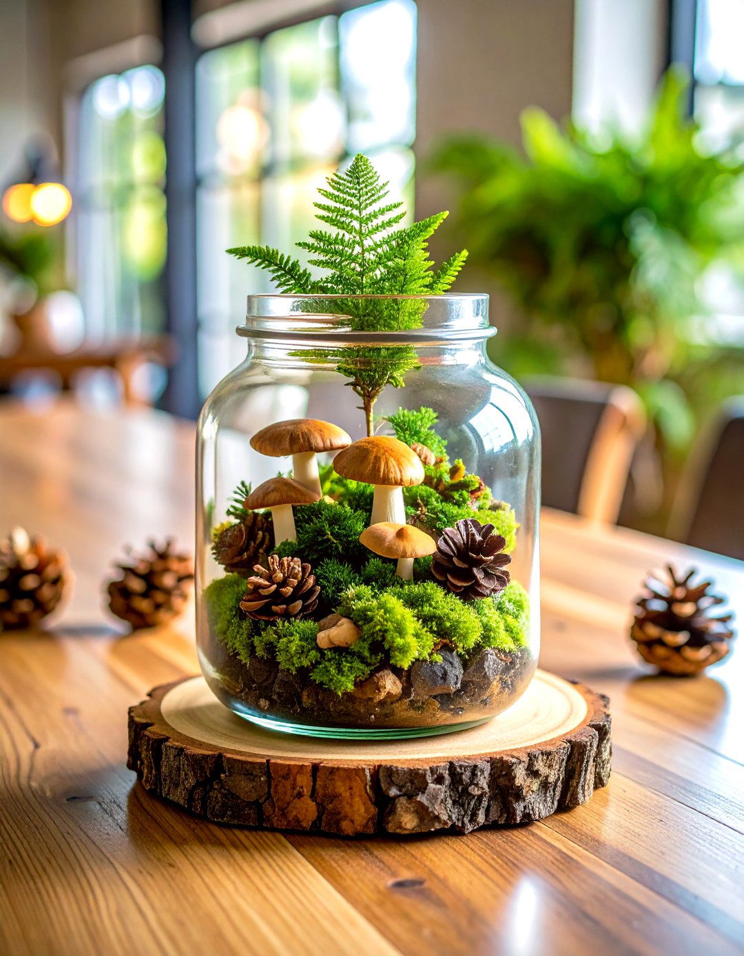 Woodland Moss and Mushroom Terrarium Mason Jar - 20 Mason Jar Wedding Centerpieces
