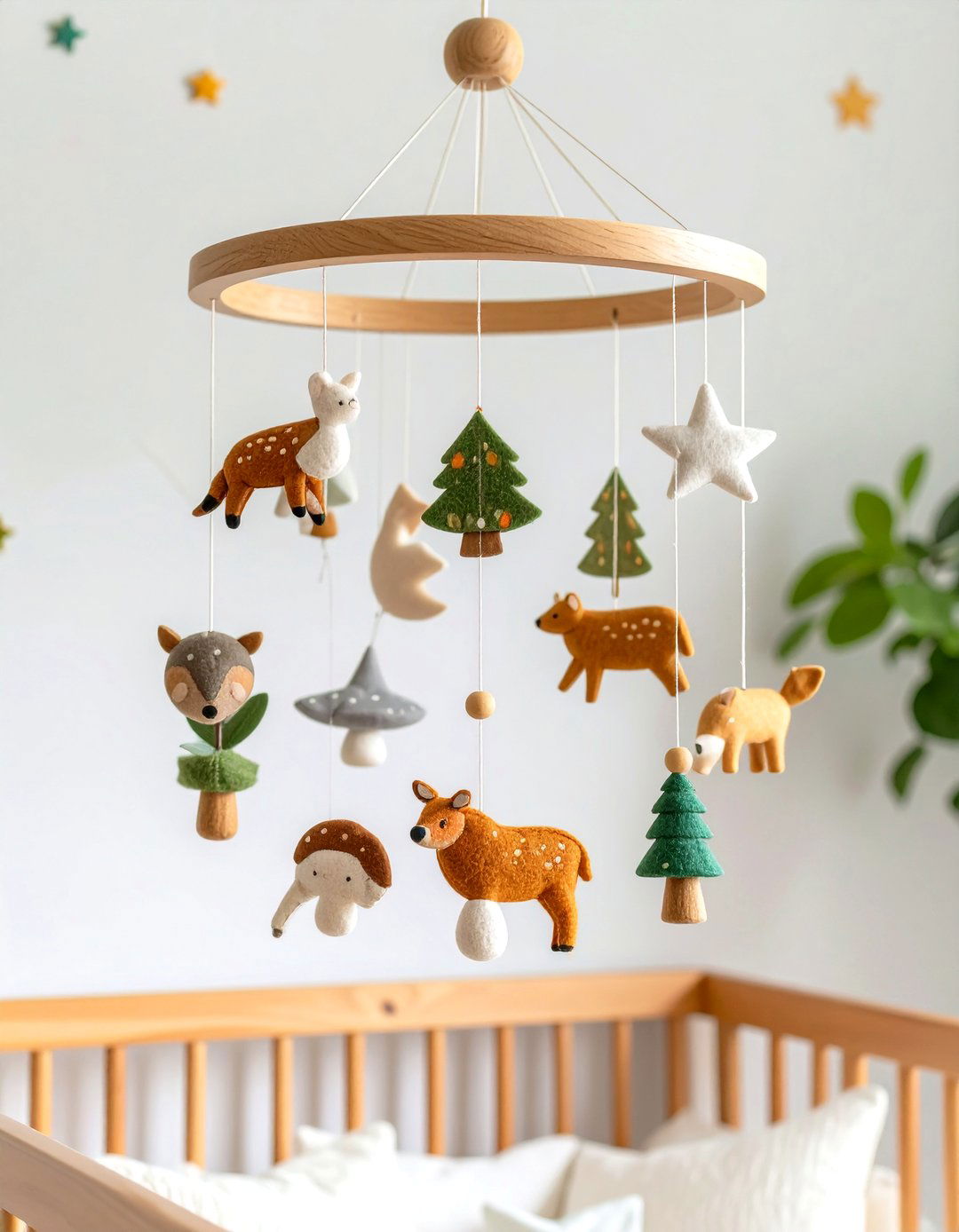 Woodland Nursery Mobile with Forest Elements - 20 Woodland Nursery Ideas