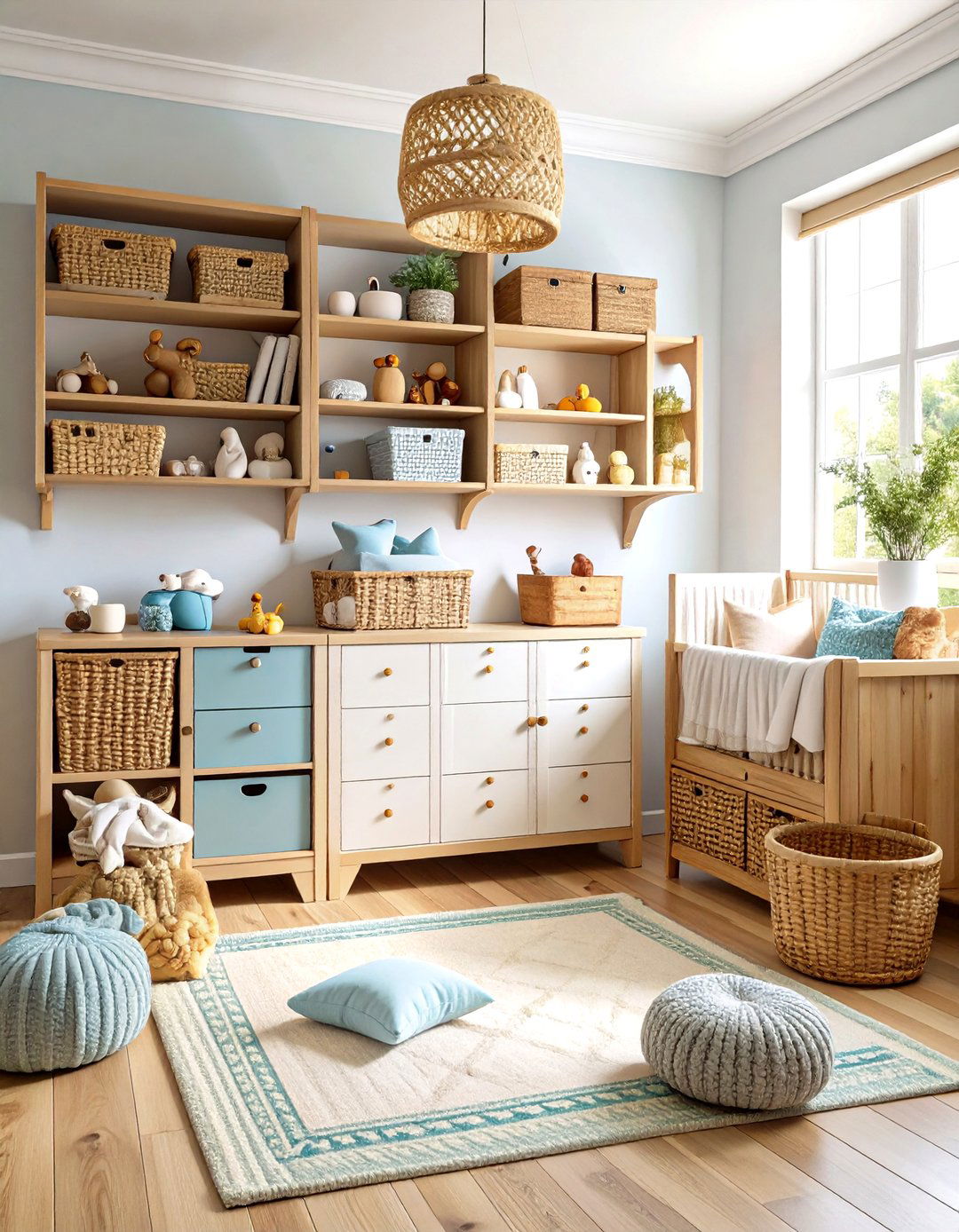 Woodland Nursery Storage Solutions with Natural Materials - 20 Woodland Nursery Ideas