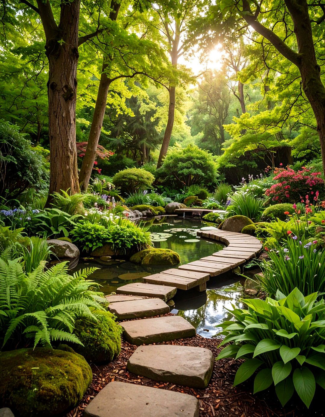 Woodland Pond Landscaping with Shade Garden Partnerships - 20 Pond Landscaping Ideas