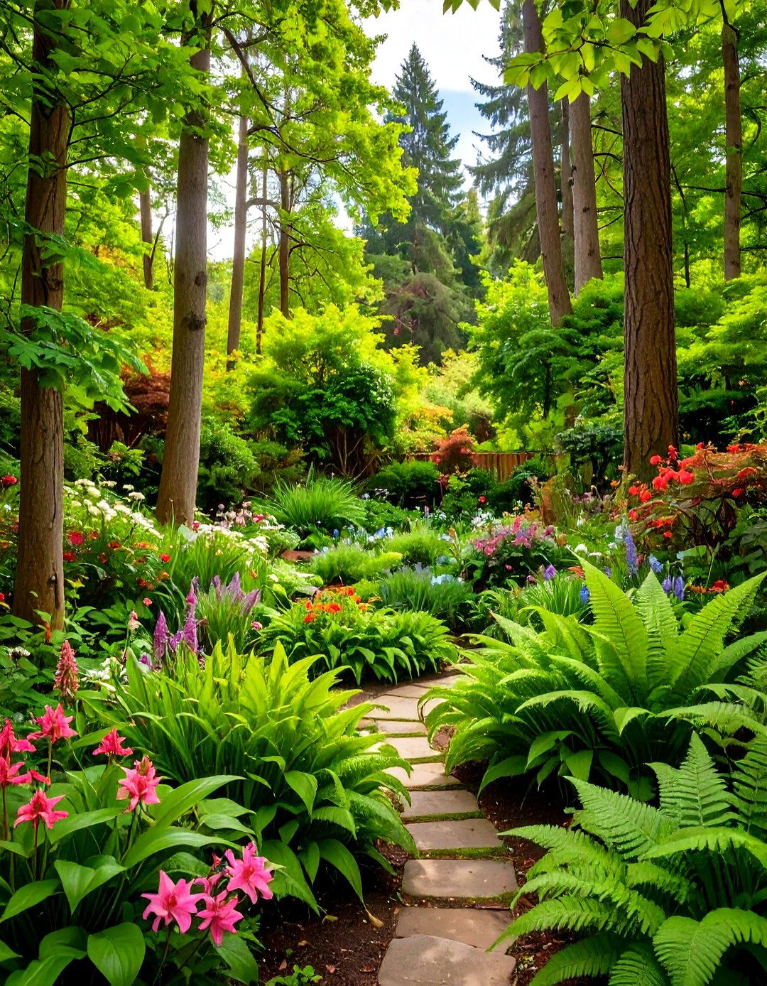 Woodland Style Shade Garden with Native Plants - 20 Shade Garden Design Ideas