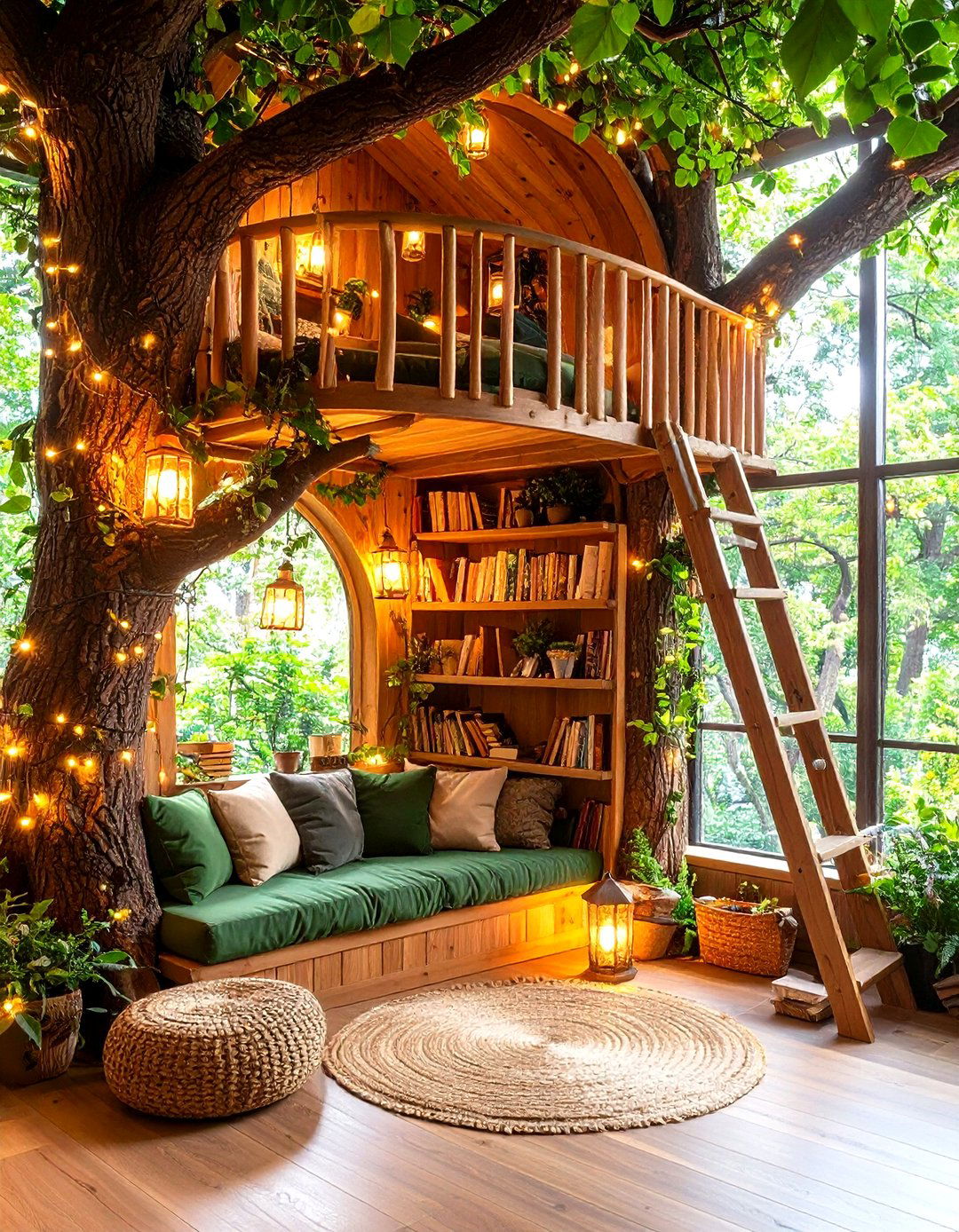 Woodland Treehouse Kids Reading Nook - 20 kids reading nook ideas