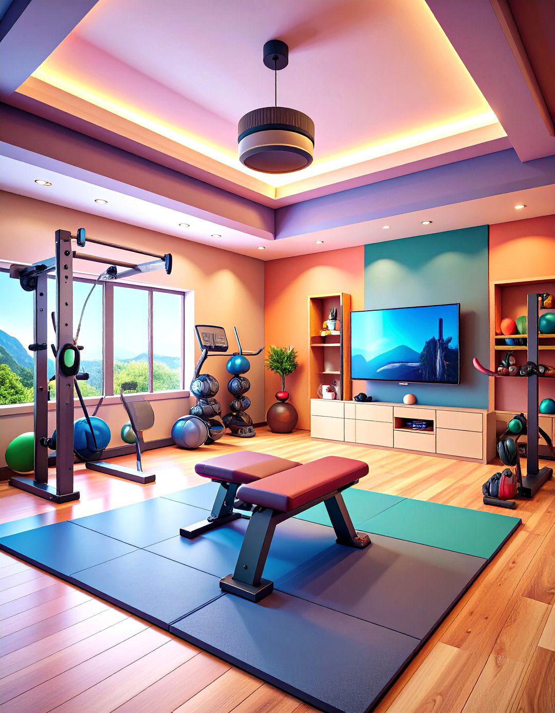 Workout and Play Combo Maximizes Garage Game Room Utility - 20 Garage Game Room Ideas
