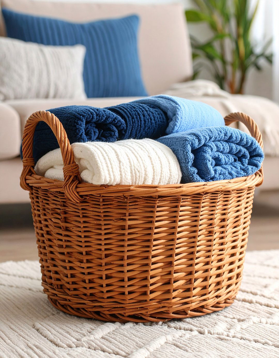 Woven Basket Storage for Blankets - 20 Blanket Storage Ideas