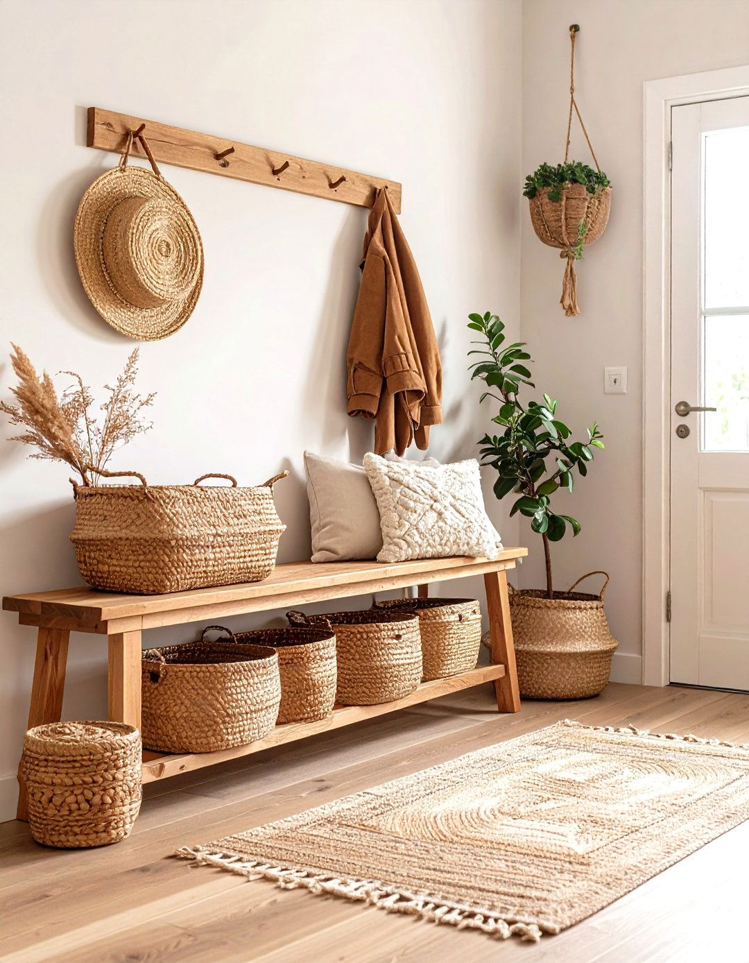 Woven Baskets and Bins - 20 Scandinavian Entryway Ideas