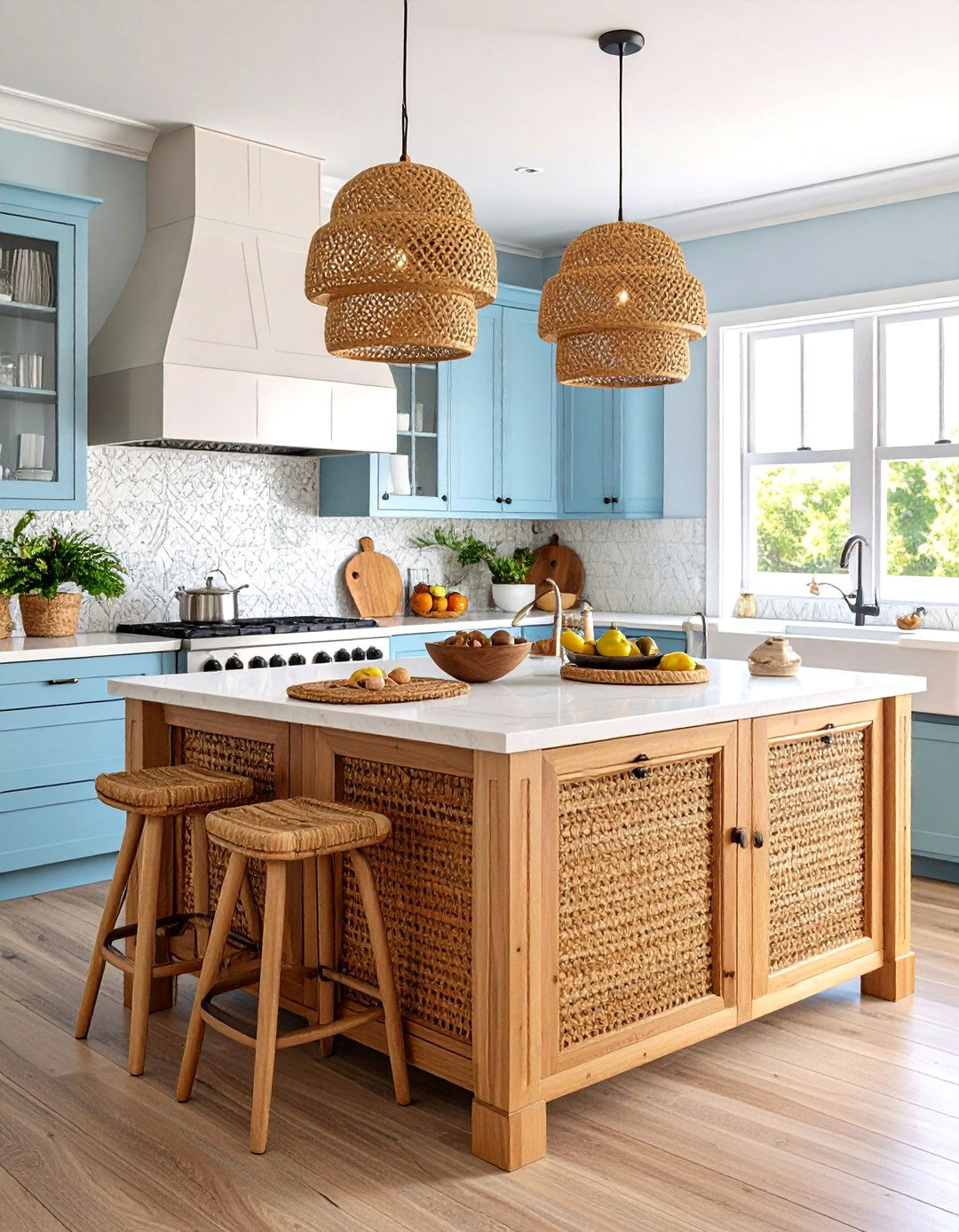 Woven Rattan Kitchen Island Back Panel - 20 Kitchen Island Back Panel Ideas