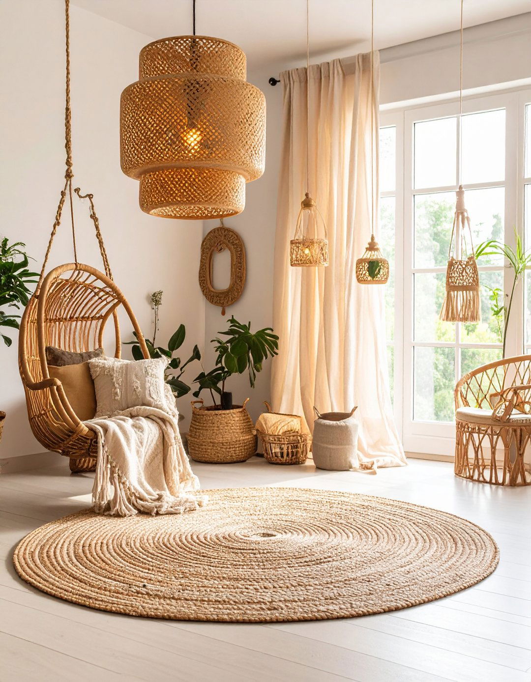 Woven Rattan Pendant Lighting - 20 Sage Green Nursery Ideas