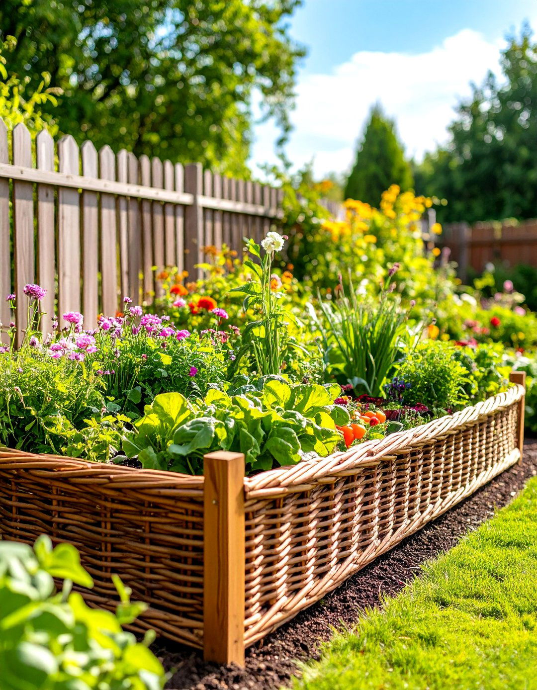 Woven Willow Raised Garden Bed Along Fence Style - 20 Raised Garden Bed Along Fence Ideas