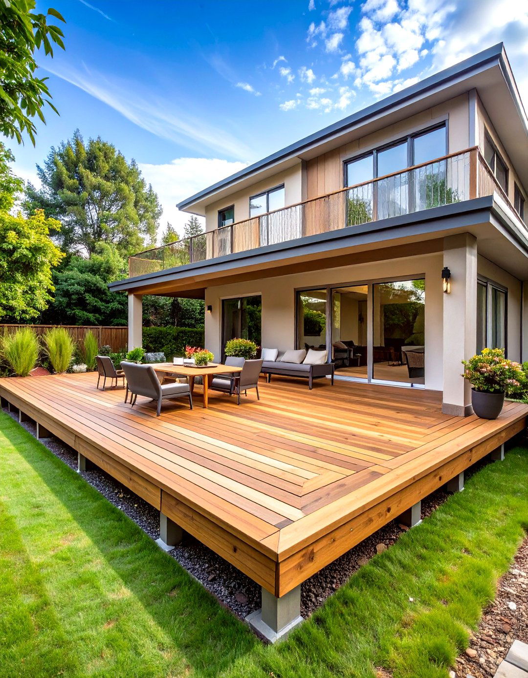 Wrap Around Wood Deck for Maximum Home Integration - 20 Wood Deck Ideas