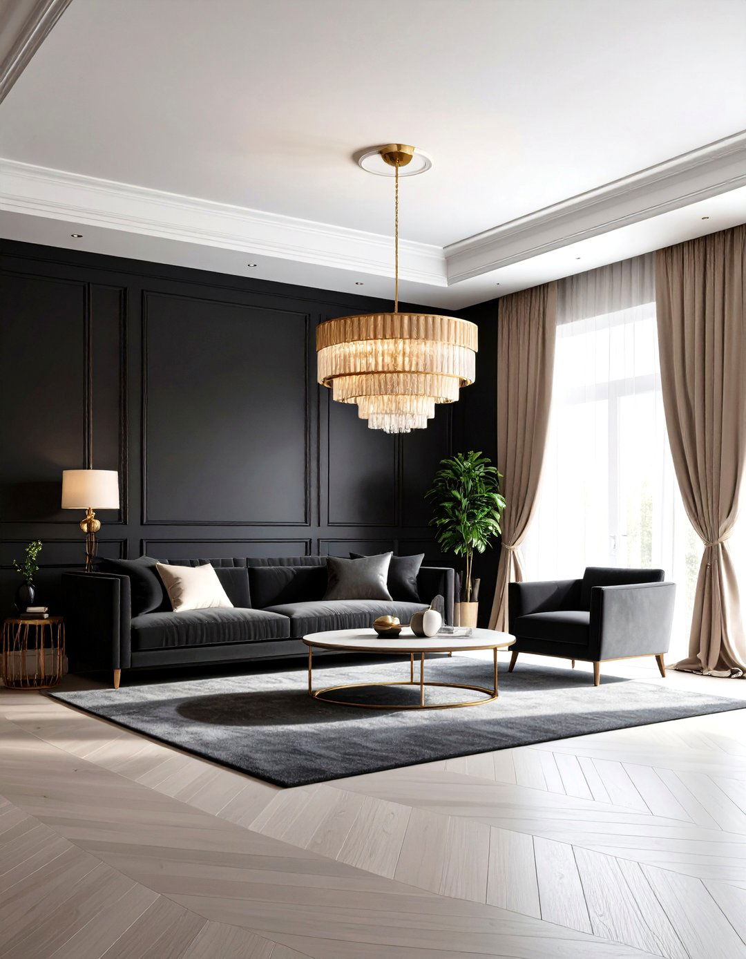 Wraparound Ceiling to Wall Black Accent Wall - 20 Black Accent Wall Ideas