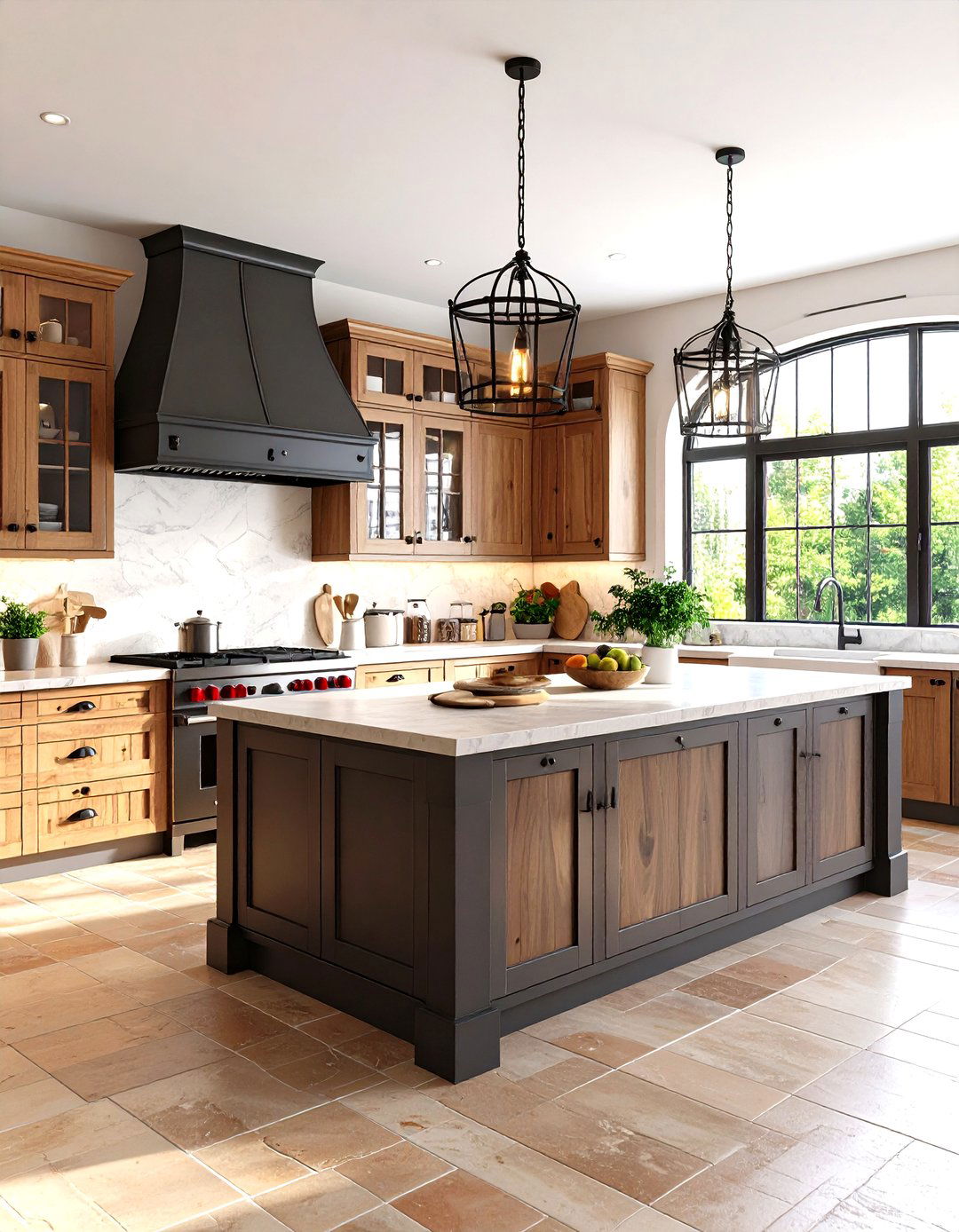 Wrought Iron Accent Mediterranean Kitchen with Metalwork Focus - 20 Mediterranean Kitchen Ideas