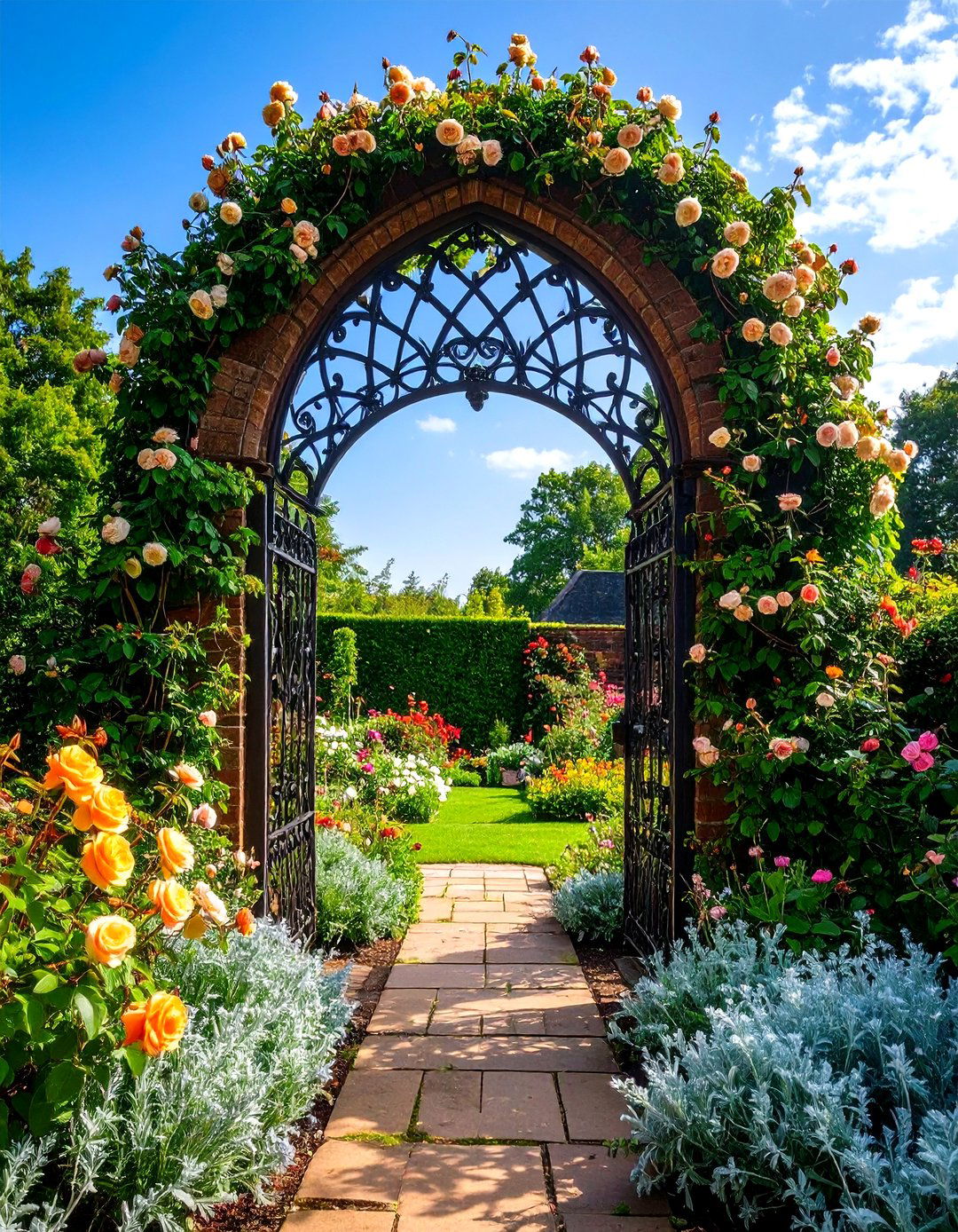 Wrought Iron Archway Frames the Garden in Gothic Grace - 20 Gothic Garden Ideas