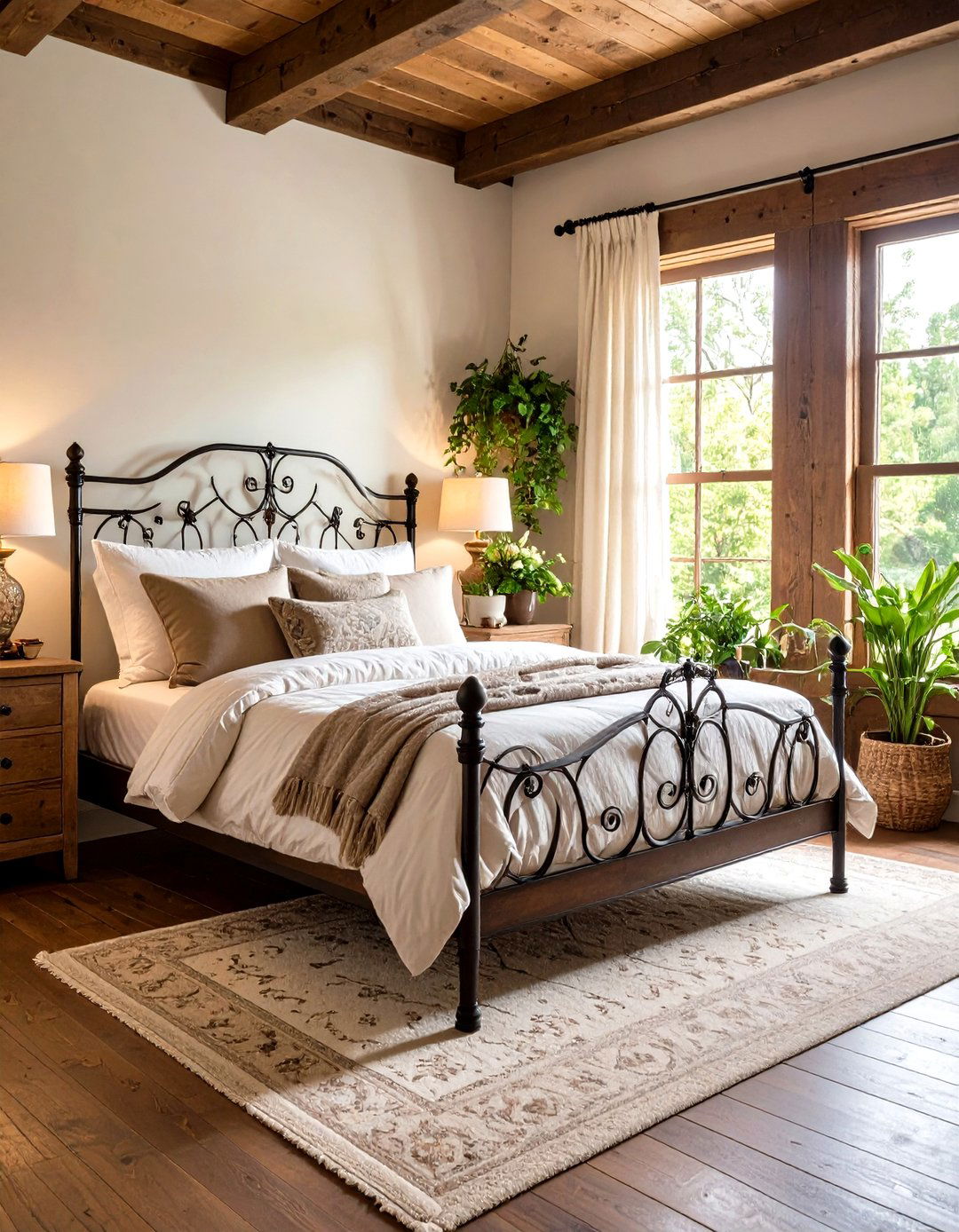 Wrought Iron Bed Frames for Classic Country Bedroom Appeal - 20 Country Bedroom Ideas