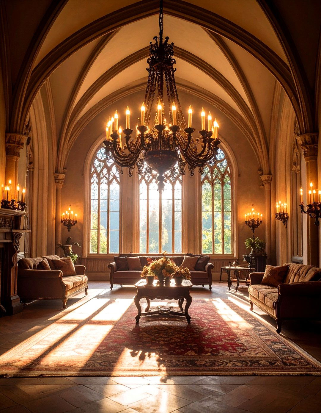 Wrought Iron Castle Living Room Chandelier Drama - 20 Castle Living Room Ideas