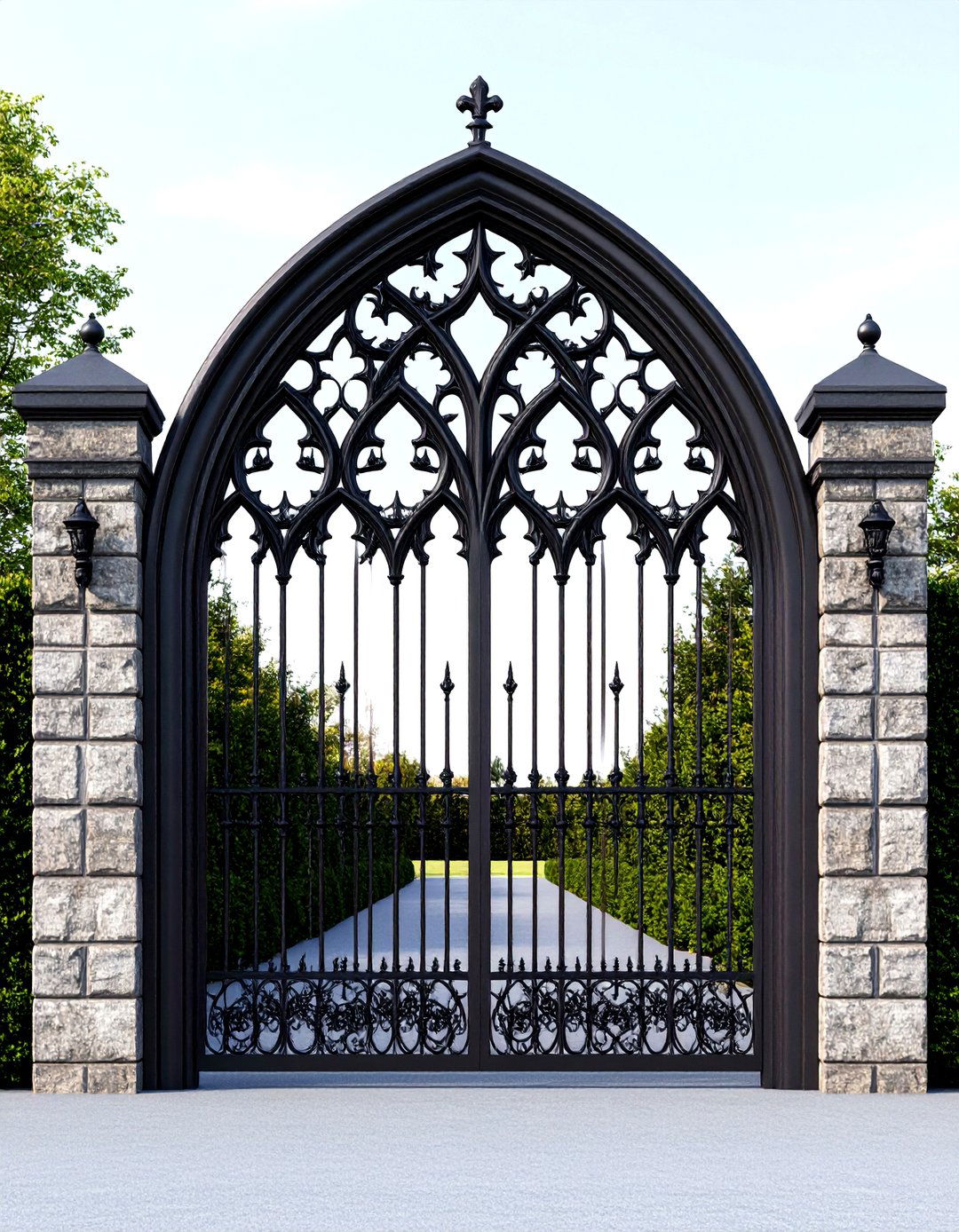 Wrought Iron Gothic Arch Fence Gate for Storybook Drama - 20 Fence Gate Ideas