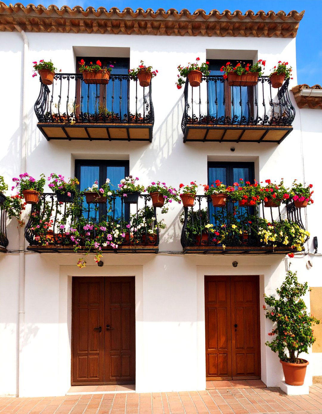 Wrought Iron Juliet Balconies on Spanish Style Home Exteriors - 20 spanish style home exterior ideas