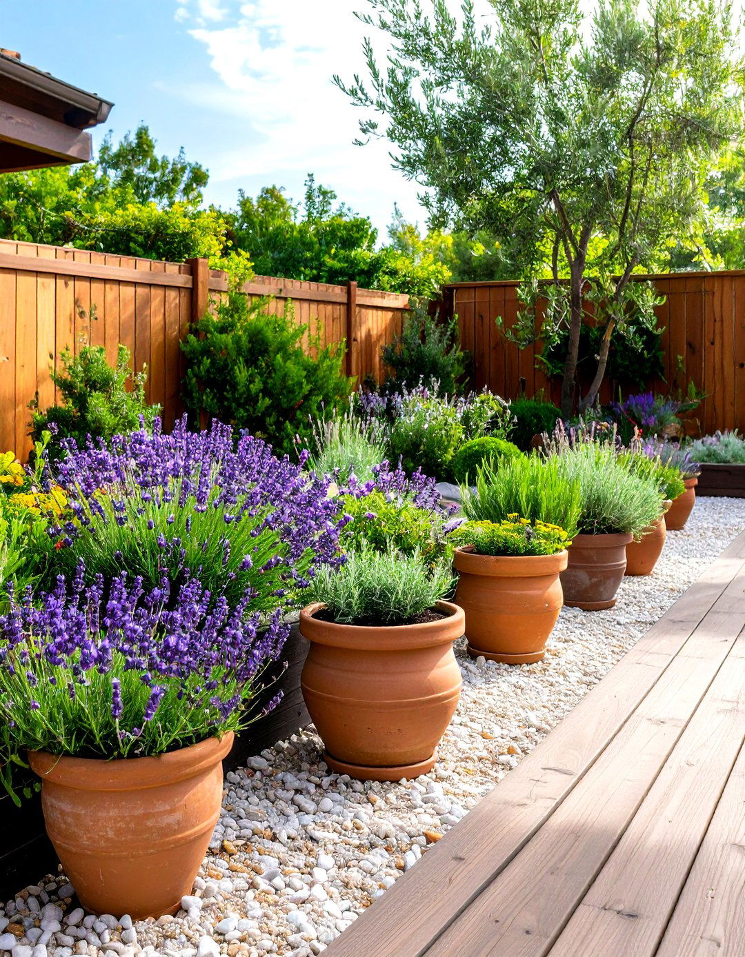 Xeric Mediterranean Deck Garden - 20 Deck Decorating Ideas With Plant