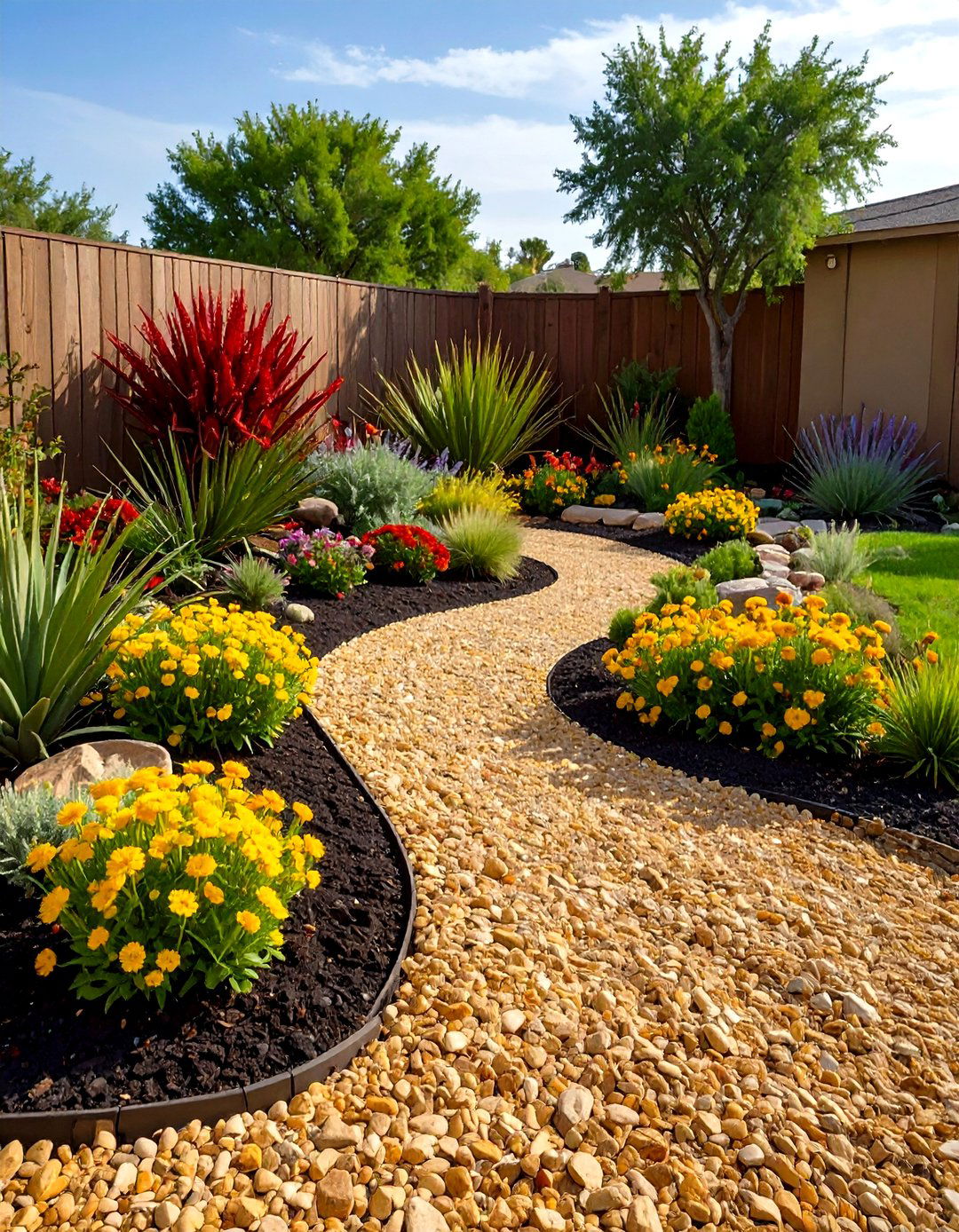 Xeriscape Flower Bed with Decomposed Granite - 20 Front Yard Texas Flower Bed Ideas