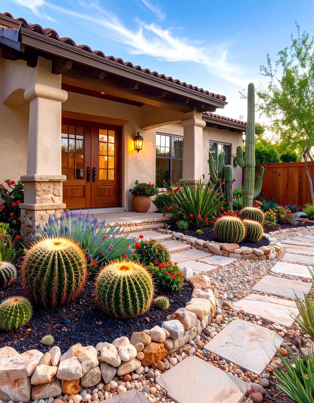 Xeriscape Front Yard Cactus Garden - 20 Cactus Garden Ideas