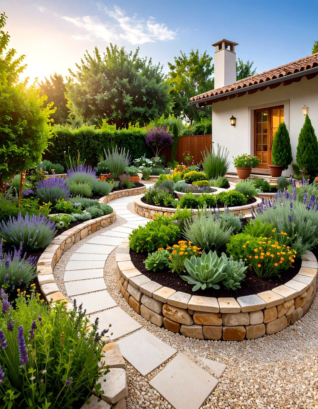 Xeriscape Mediterranean Herb Spiral - 20 Xeriscape Ideas