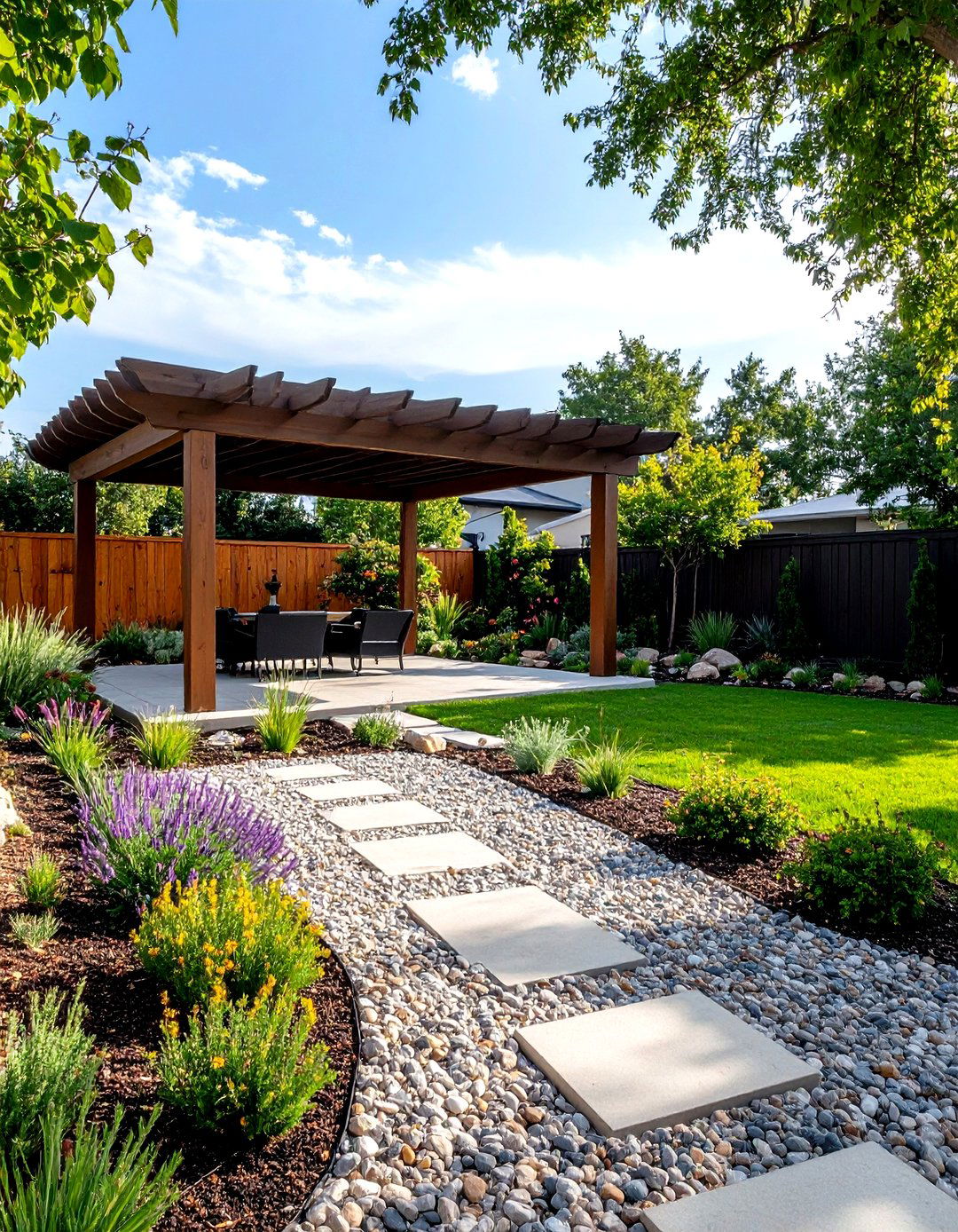Xeriscape Patch with Minimal Turf - 20 Backyard Turf Ideas