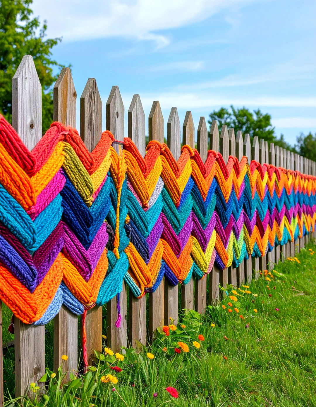 Yarn Bombed Fence Art Weave - 20 Fence Art Ideas