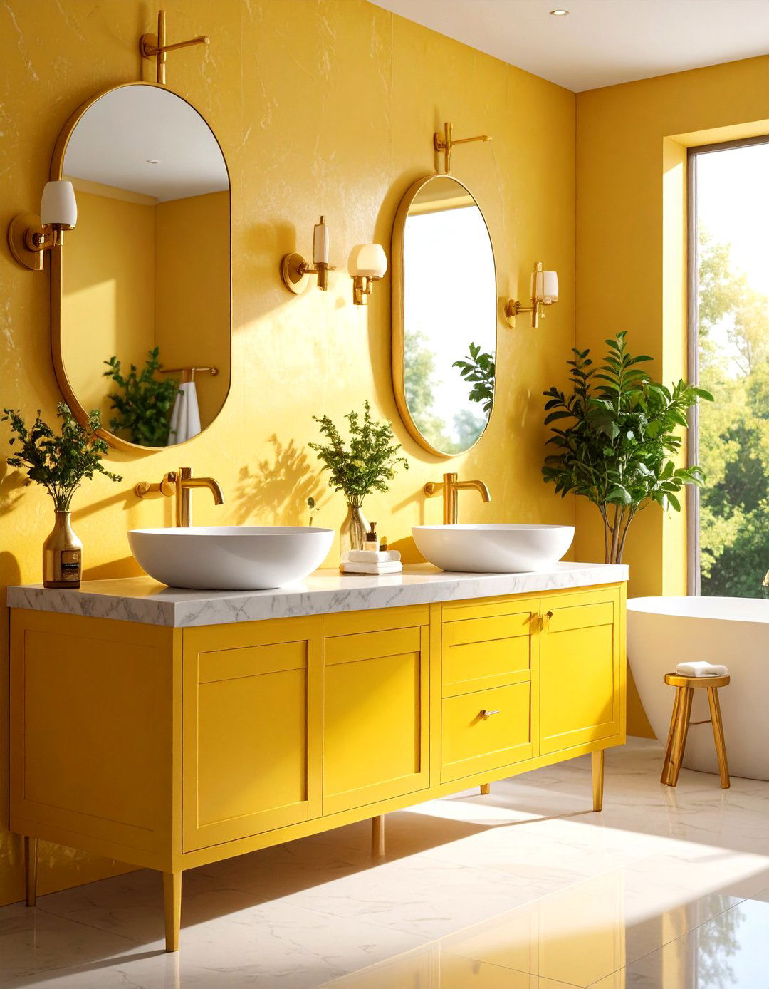 Yellow Bathroom Fixture Hardware Ideas - 20 Yellow Bathroom Ideas
