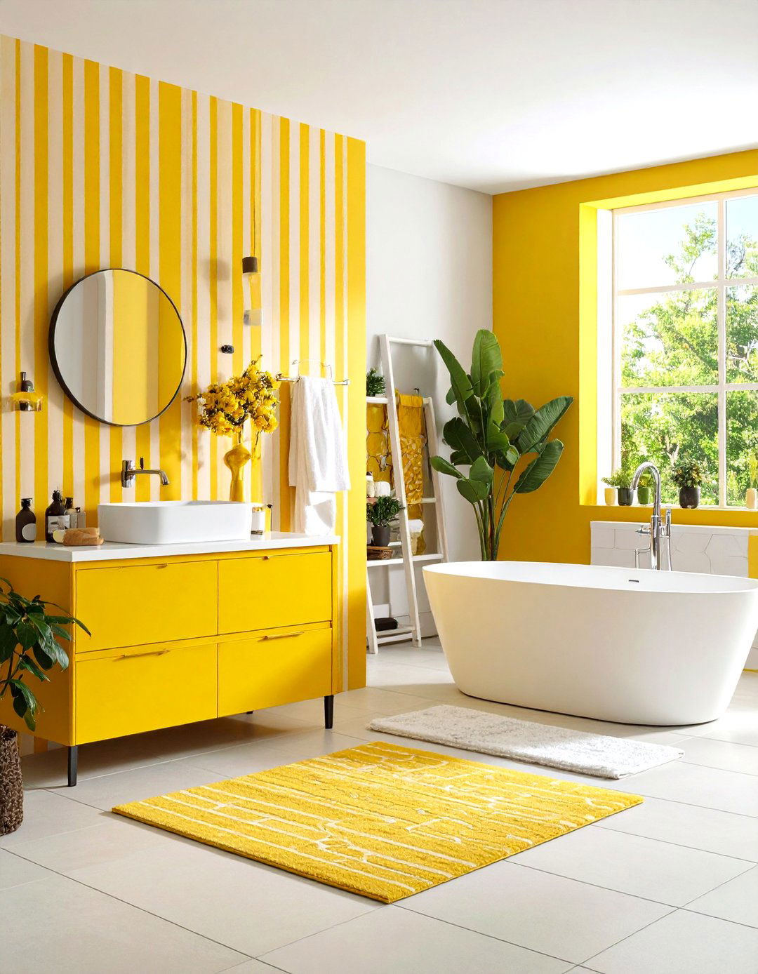 Yellow Bathroom Pattern Mix Ideas - 20 Yellow Bathroom Ideas